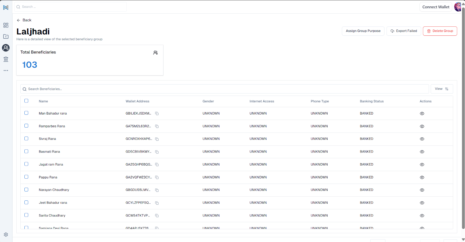Beneficiary Module Interface – Rahat AA Platform