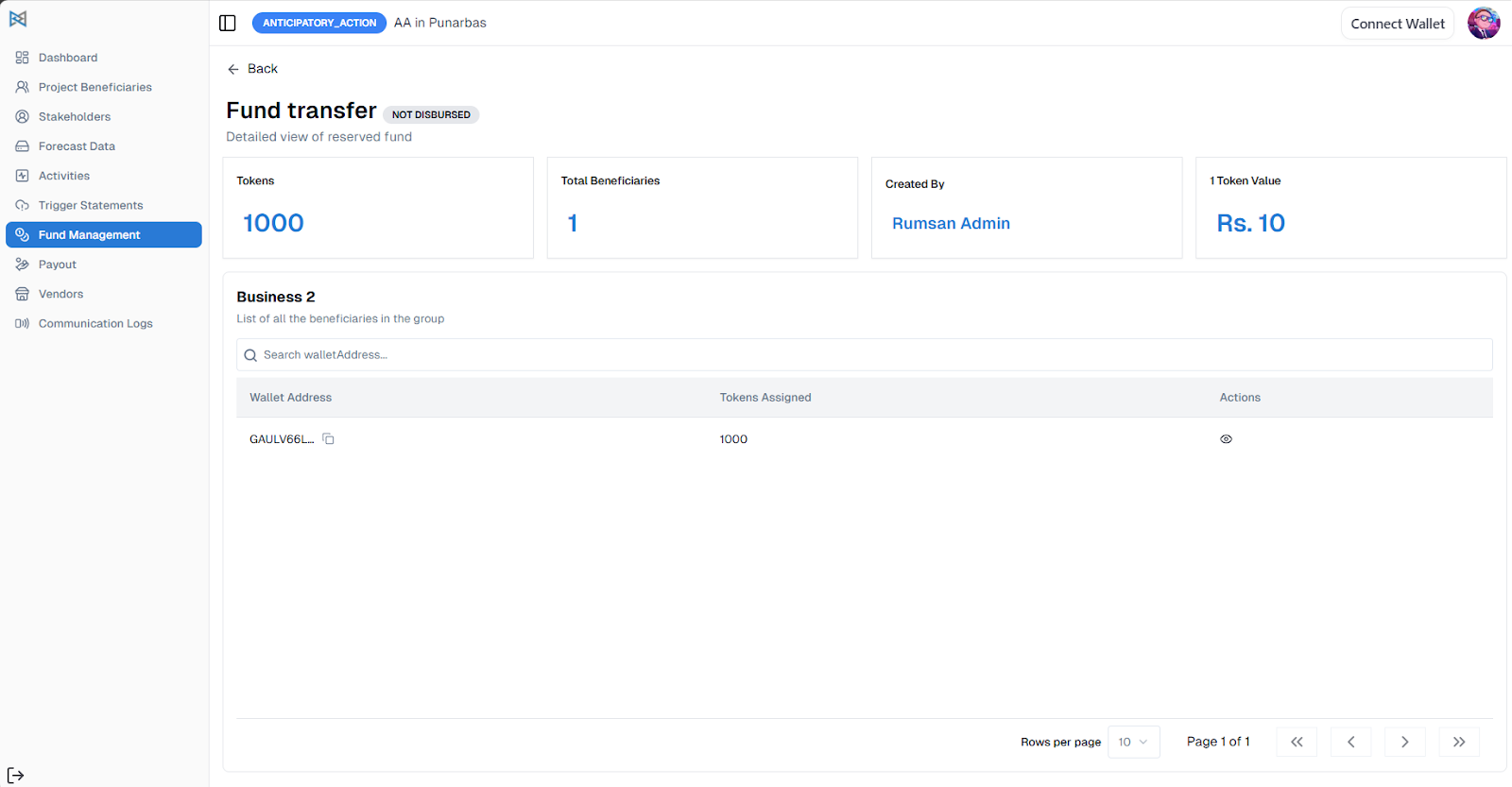 Fund Management List — Screenshot 2