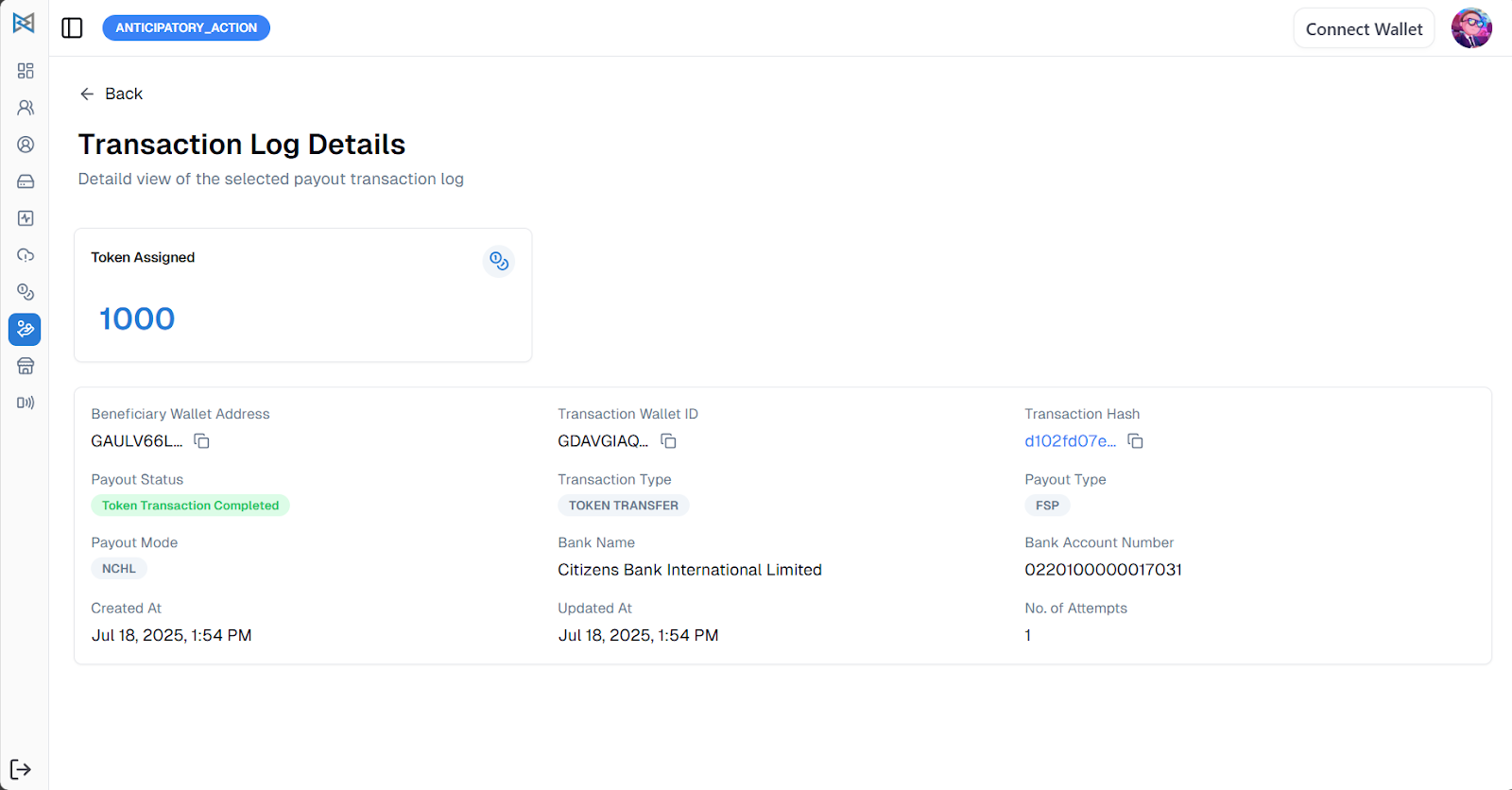 Transaction Failure Details (Screen 11)