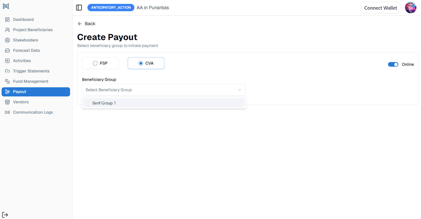 CVA Payout Process - Step 1