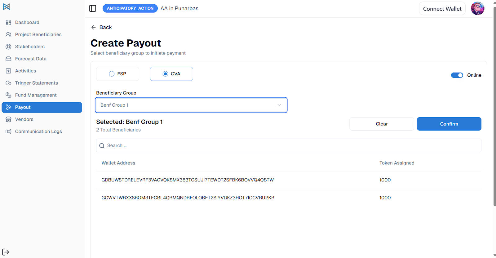 CVA Payout Process - Step 2