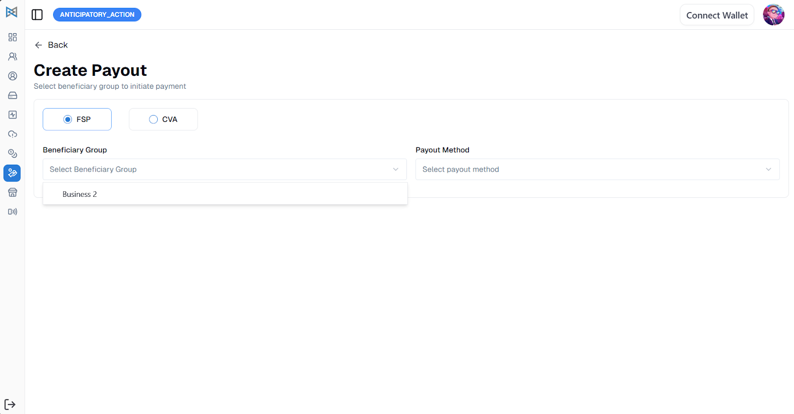 Payout Process — Step 2 Screenshot