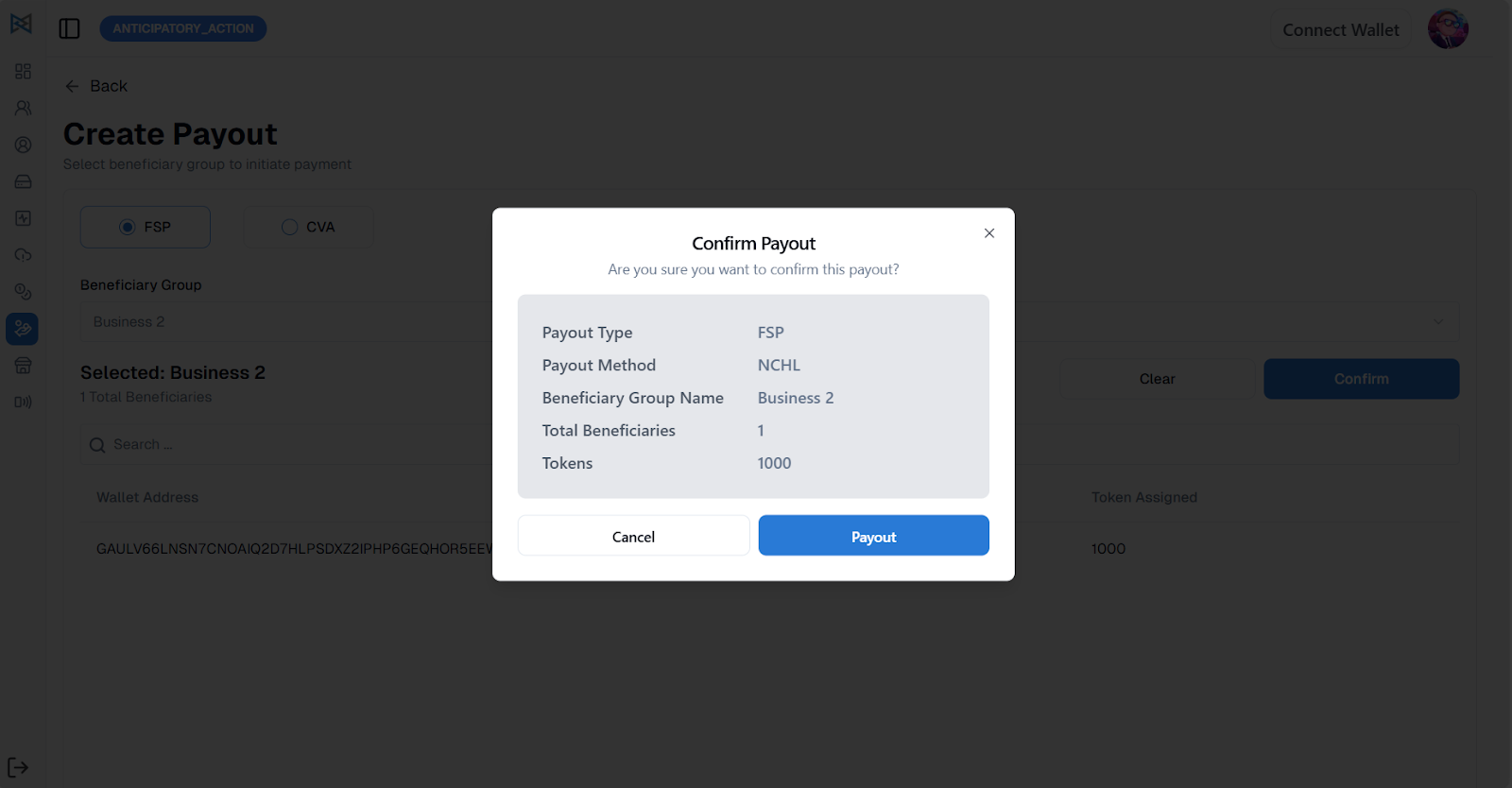 Payout Confirmation — Screen 4