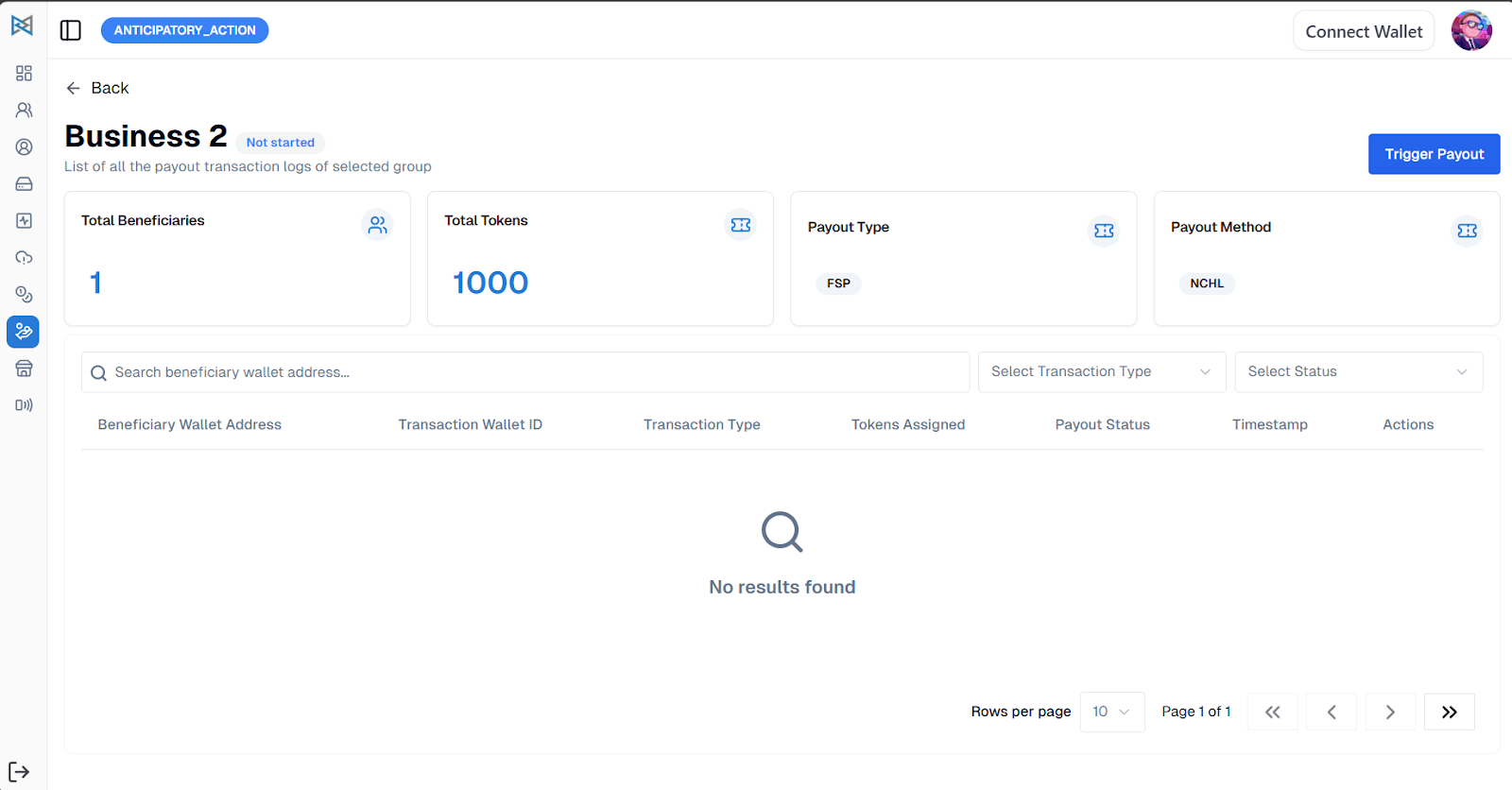 Trigger Payout — Step 1